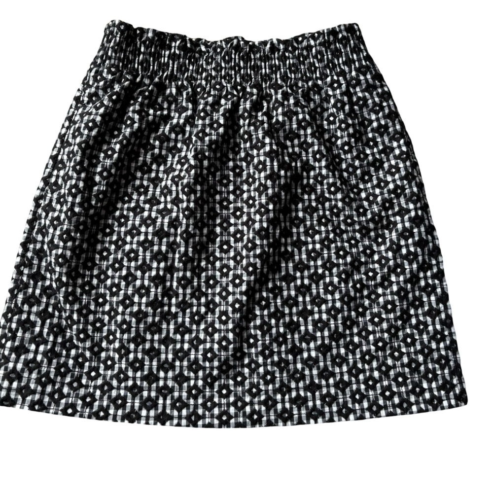 J. Crew Black and White Textured A-Line Mini Skirt